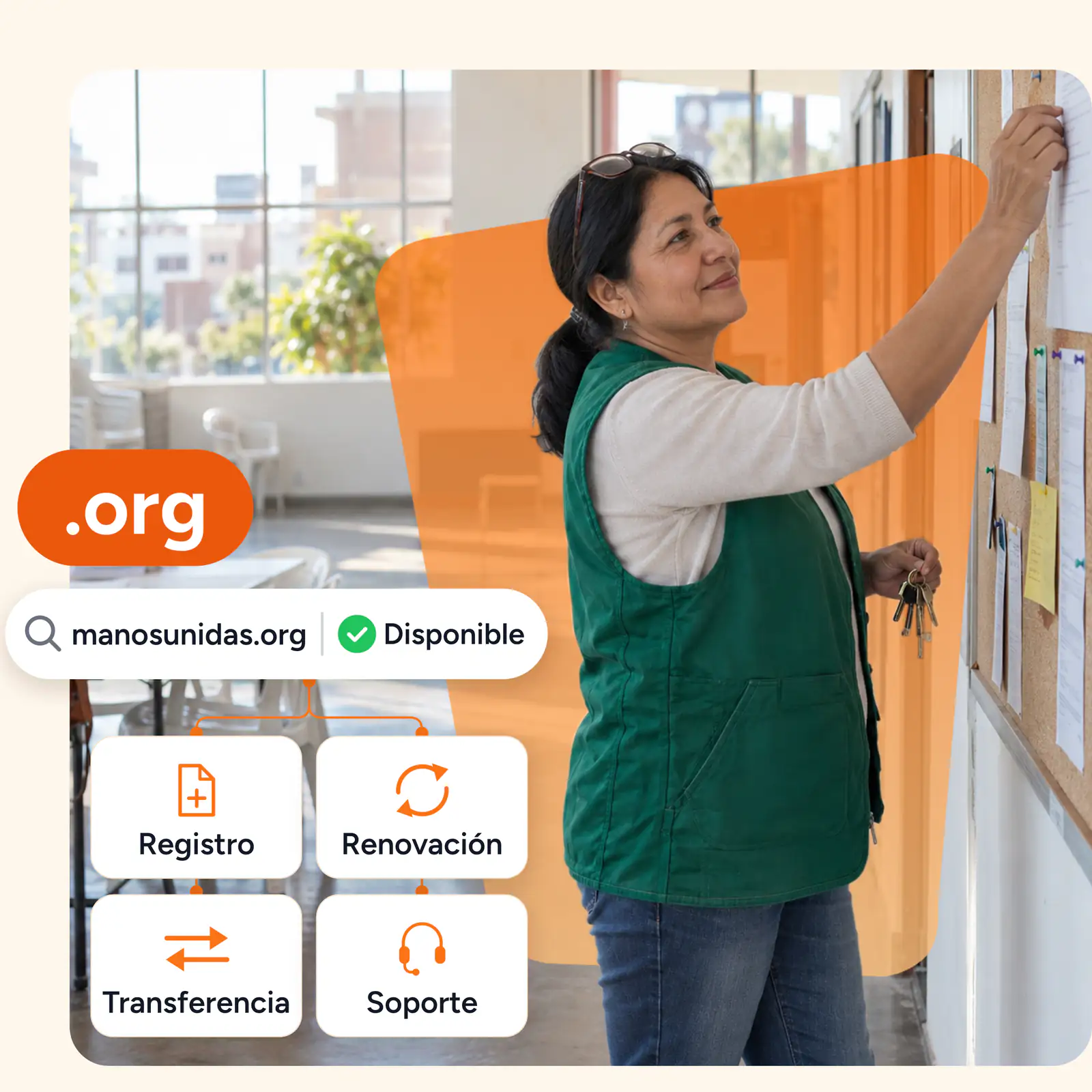 Registrar dominio .org para tu organización.