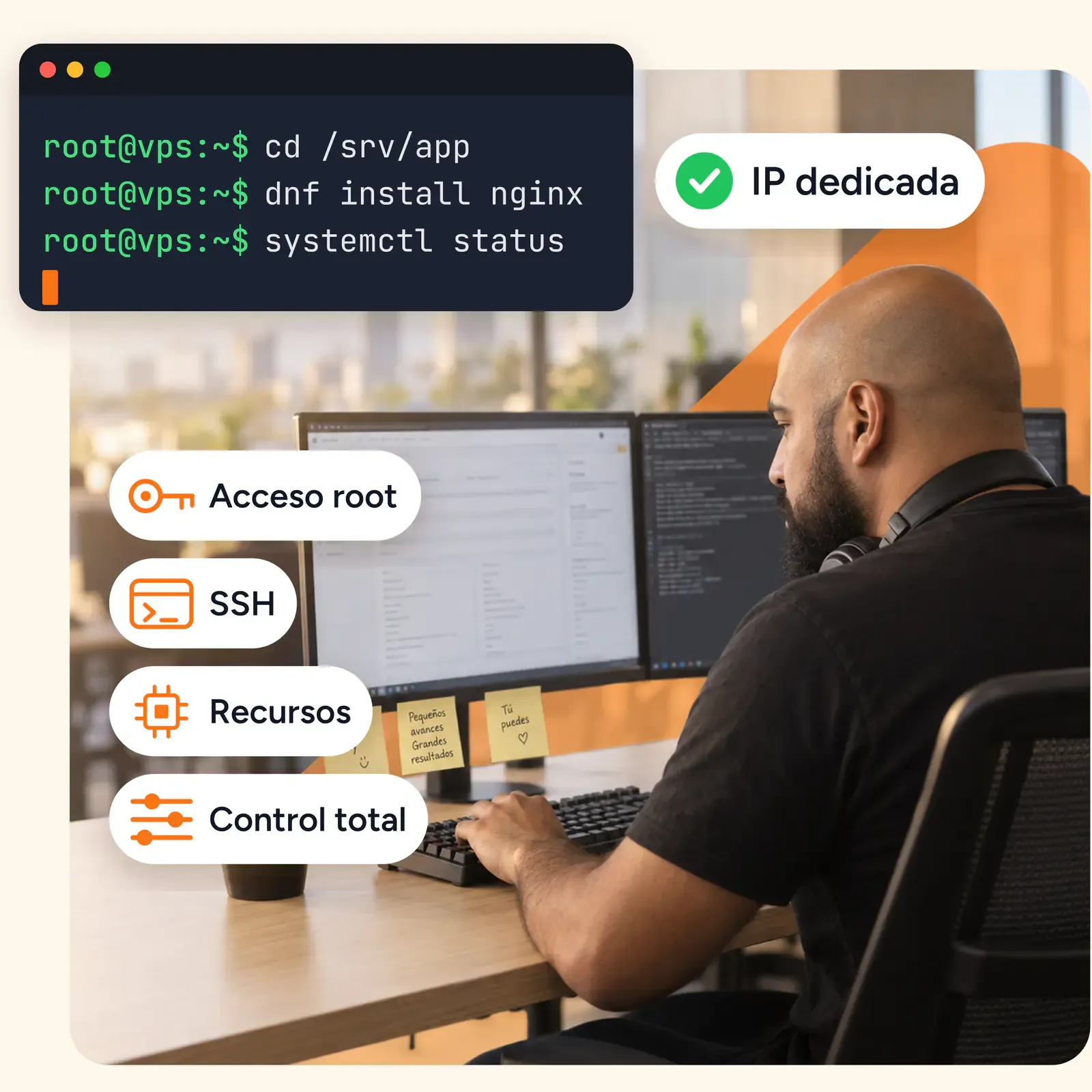 VPS Profesional con acceso root e IP dedicada en Hosting Perú