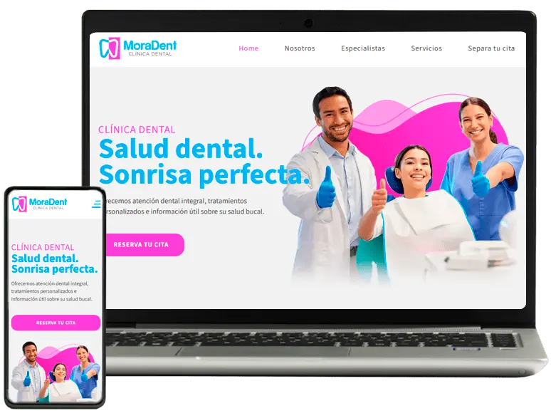 Diseño de páginas web - Plantilla personalizada para crear página web de dentista o consultorio dental