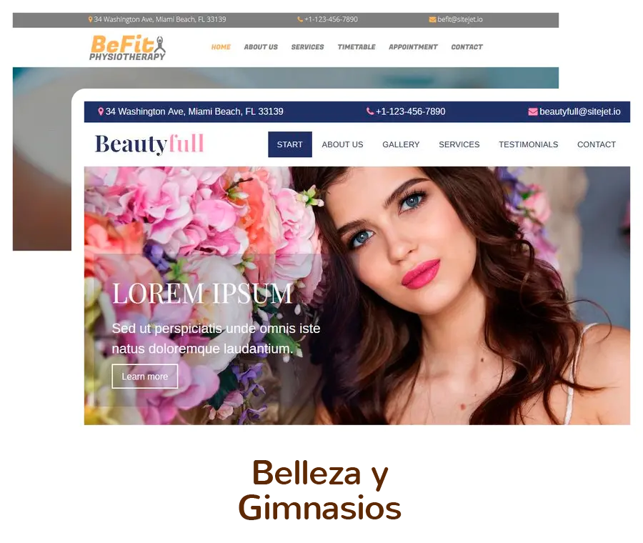 Plantillas de diseño web para crear página web de Bellleza y Gimnasios.