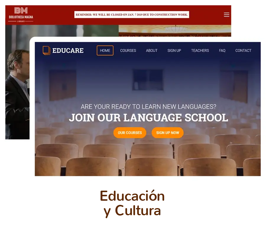 Plantillas de diseño web para crear página web de Educación y Cultura.