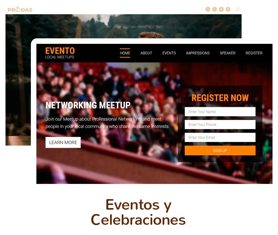Plantillas de diseño web para crear página web de Eventos y Celebraciones.
