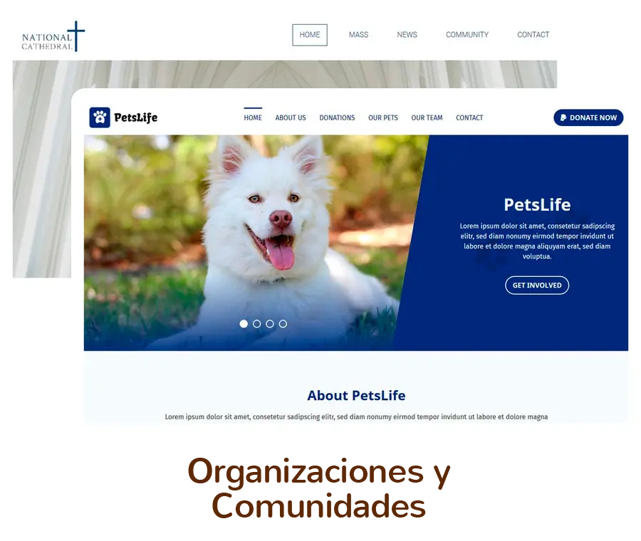 Plantillas de diseño web para crear página web de Organizaciones y Comunidades.