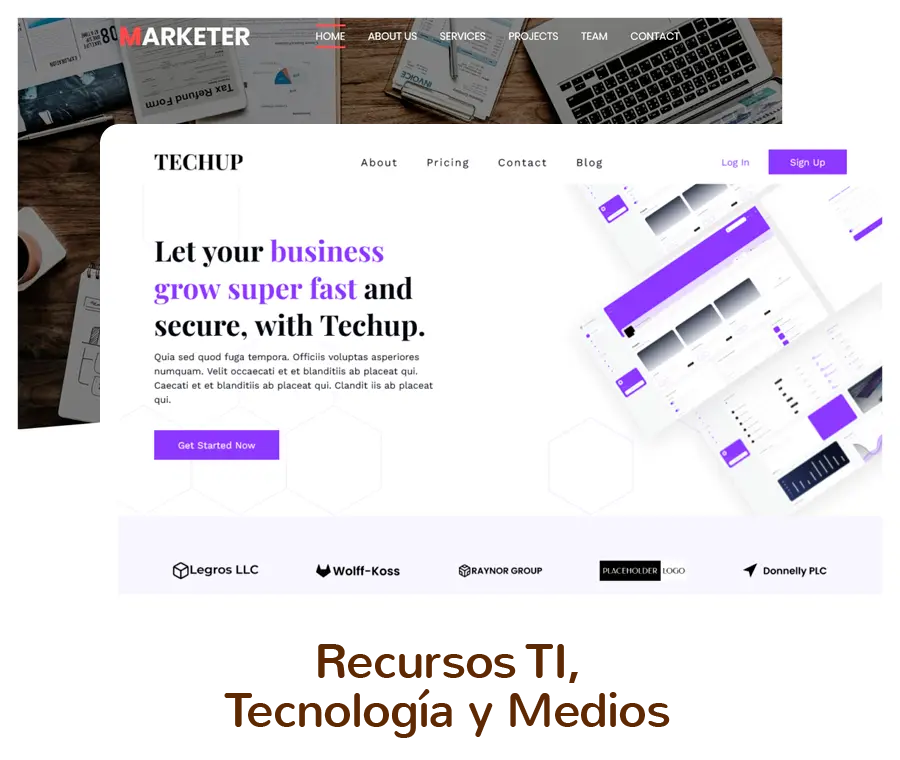 Plantillas de diseño web para crear página web de Recursos TI, Tecnología y Medios.