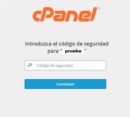 Código de seguridad cPanel