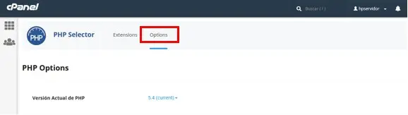 Opciones - PHP selector