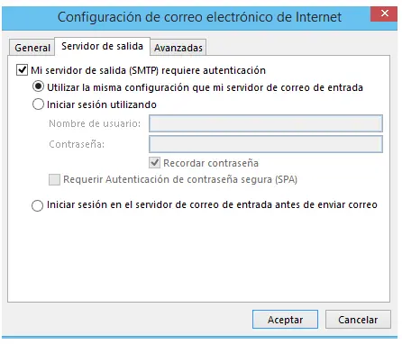 Paso 5 - configurar correo electrónico en Microsoft Outlook 2013