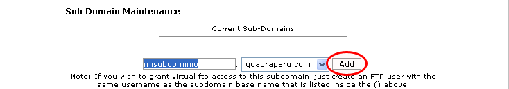 Mantenimiento Subdominios