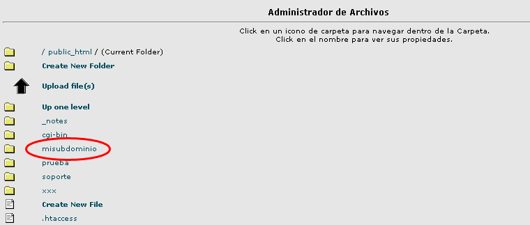 Administrador de archivos cPanel