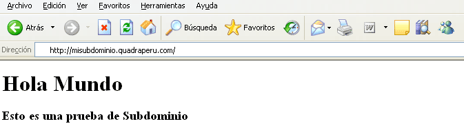 Prueba subdominio en navegador
