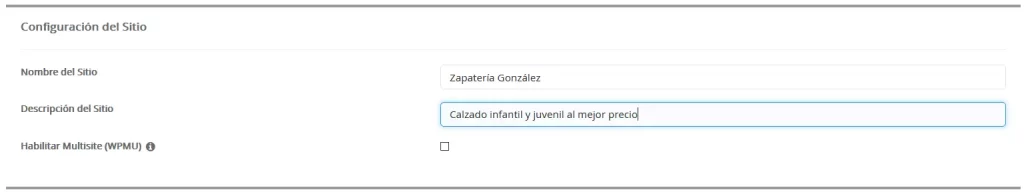 Configuración del sitio