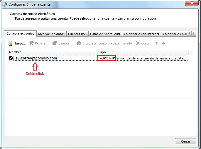 Paso 3 - 2- Revisar configuración en Microsoft Outlook