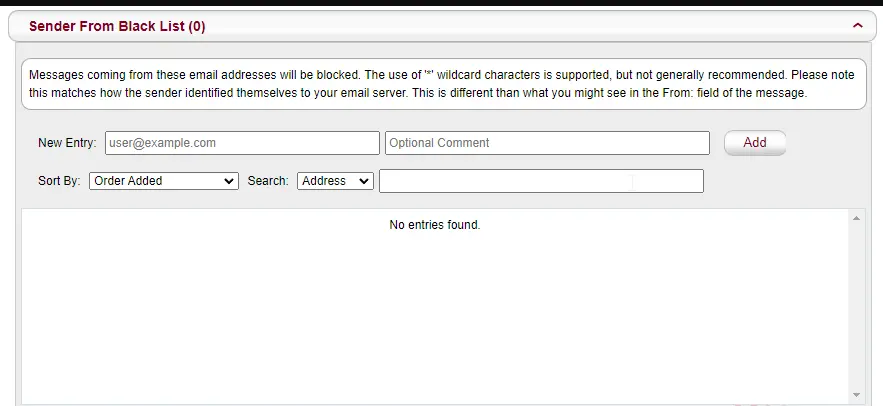 Sender From Black List
