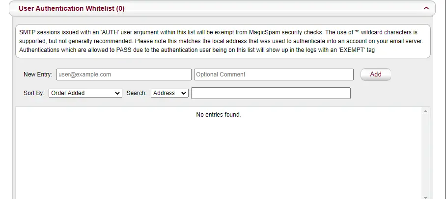 User Authentication Whitelist
