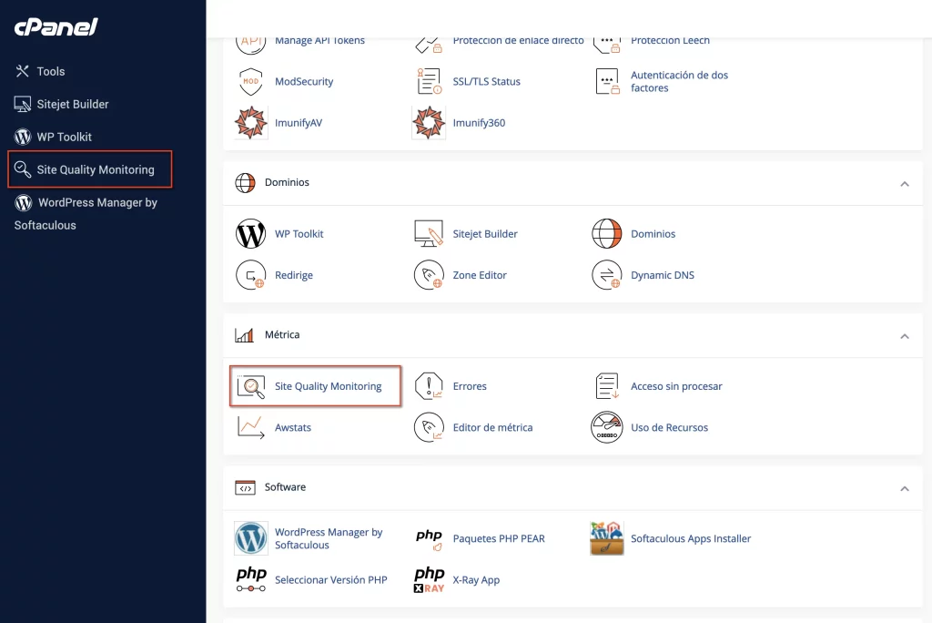cPanel Site Quality Monitoring