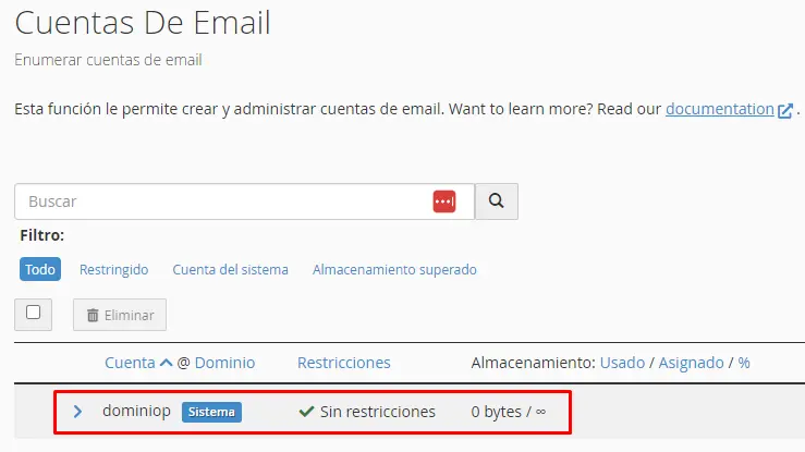 Cuentas de Email