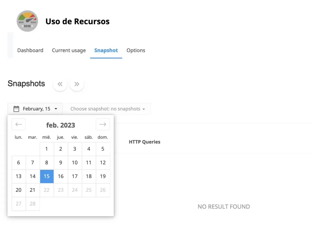 Snapshots - Uso de recursos